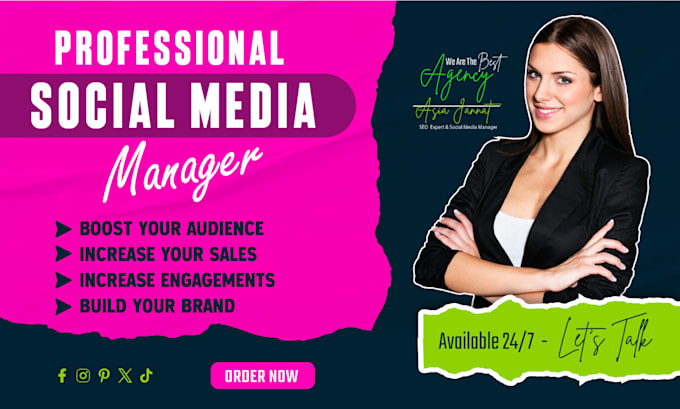 Gig Preview - Be your social media marketing manager and content creator