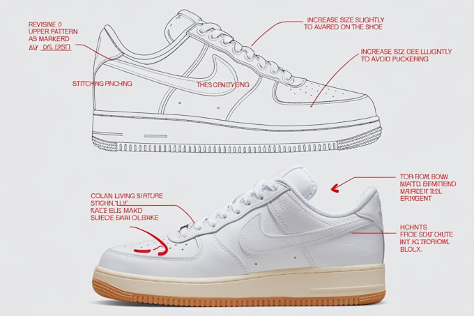 Gig Preview - Design shoes footwear sketch sneakers with tech pack manufacturer technical