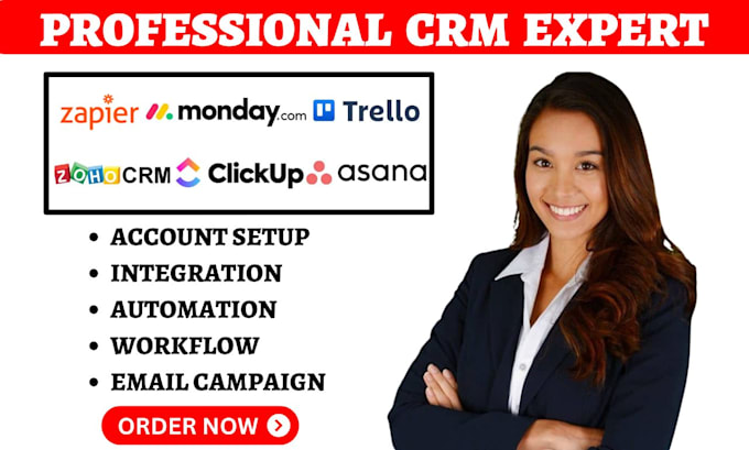 Gig Preview - Do trello asana clickup monday crm zapier zoho workflow integration automation