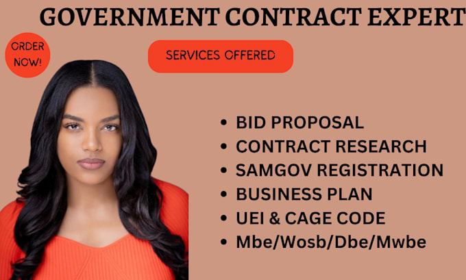 Gig Preview - Do sam gov, cage code,uei, bid proposal, government contract, mbe, dbe, wosb