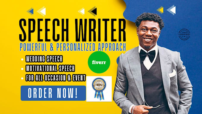 Gig Preview - Be speech writer for any occasion or persuasive motivational informative speech