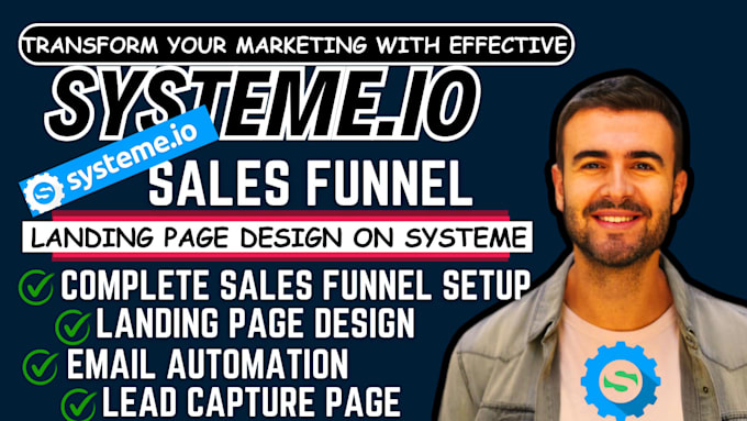 Gig Preview - Do landing page design on systeme io, systeme sales funnel