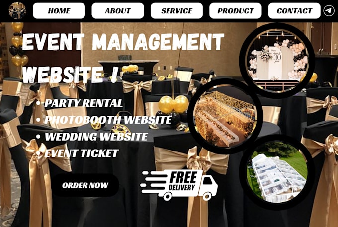 Gig Preview - Create party rental website, photo booth event rental, 360 photo booth rental