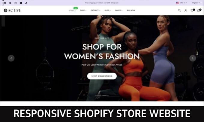 Gig Preview - Build activewear shopify store gym wear sportwear fashion store clothing website