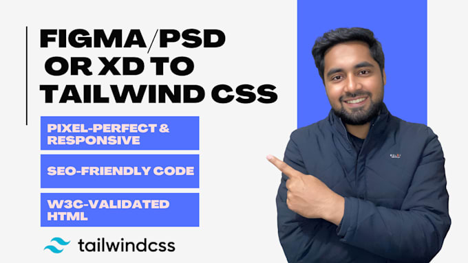 Gig Preview - Convert PSD xd figma to tailwind CSS with clean fast code