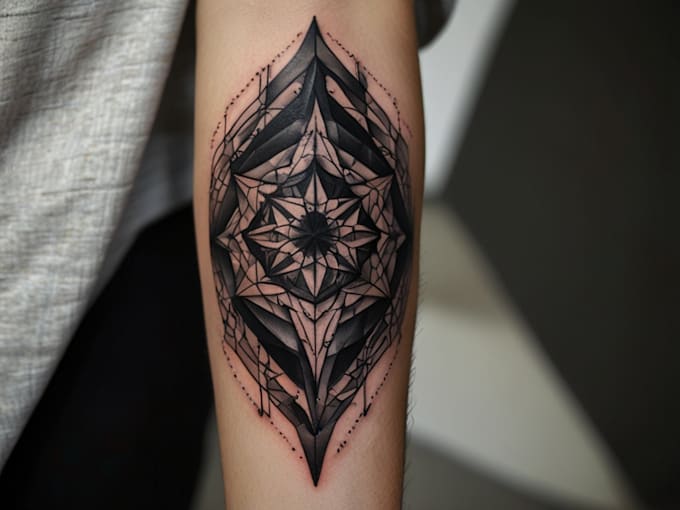 Bestseller - custom a geometric realism in black and grey tattoo design