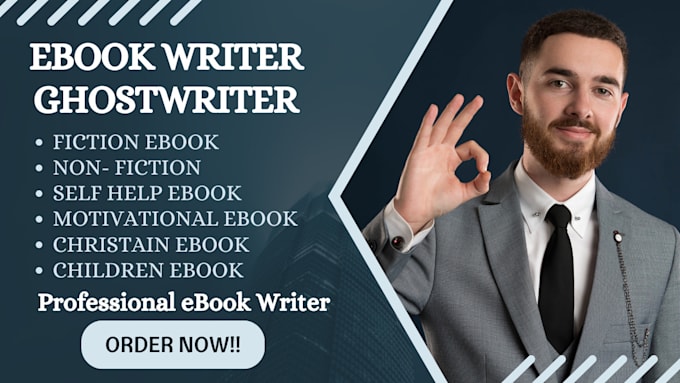 Gig Preview - Ghostwrite fiction and non fiction ebook, ebook writer, self help ebook writer