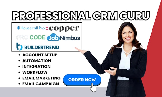 Gig Preview - Housecall pro copper crm builder trend automation jobnimbus procore integration