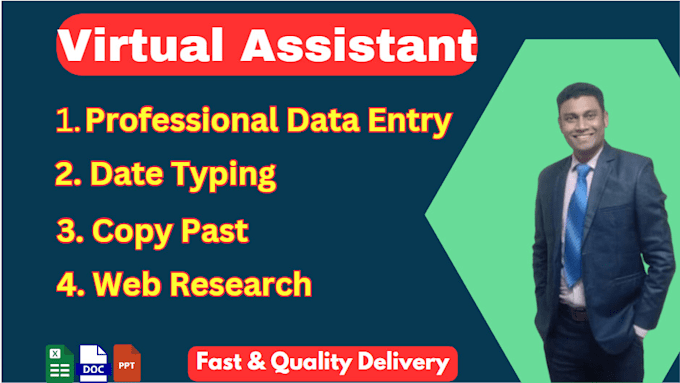 Gig Preview - Be your virtual assistant for data entry, data typing, copy past, web research