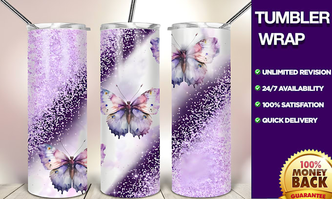 Gig Preview - Design custom skinny tumbler, mug, cup wrap 20oz 30oz sublimation design