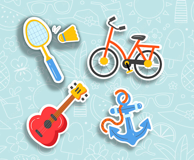 Bestseller - draw cartoon doodle stickers design in hand drawn style