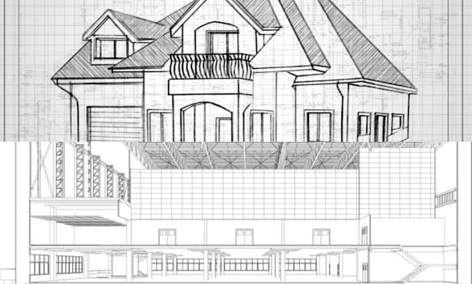 Gig Preview - Hand draw and build your architectural plans, sketch in autocad in perspectives