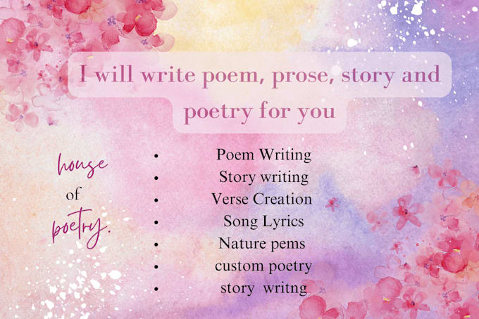 Gig Preview - Write poetry poem prose and stories