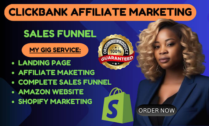 Gig Preview - Do clickbank affiliate marketing sales funnel amazon website shopify marketing