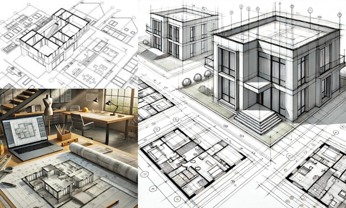 Gig Preview - Sketch full 3d, 2d architectural and construction drawings with autocad section