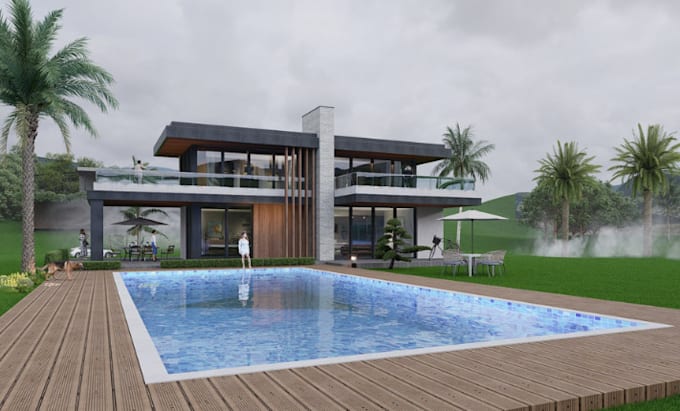 Gig Preview - Design your 3d villa, house model and residence floor plan and 3d rendering