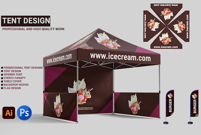 Gig Preview - Design canopy tent,  tent, table cover and flag