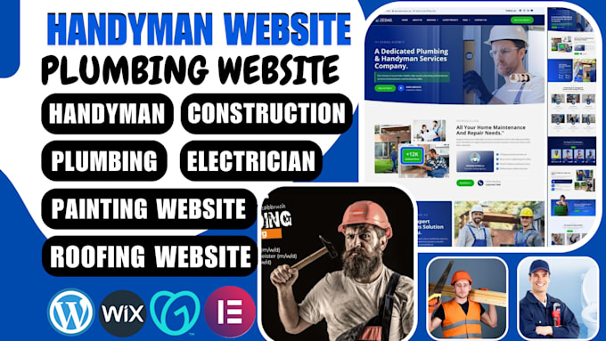 Gig Preview - Design handyman website cleaning, plumber, handyman painting electrician website