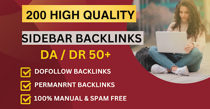 Gig Preview - Do high da50 and DR SEO homepage blogroll sidebar footer dofollow backlinks