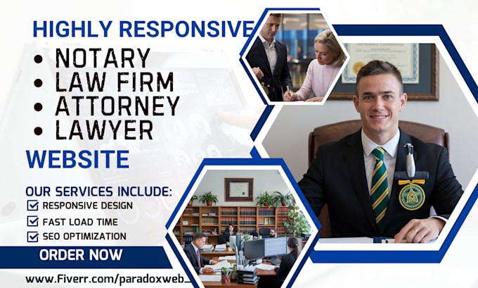 Gig Preview - Design notary website notary landing page lawyer attorney legal law firm website