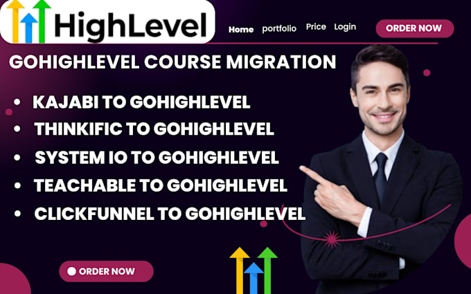 Gig Preview - Migrate course to gohighlevel from teachable ghl migration kajabi  system io