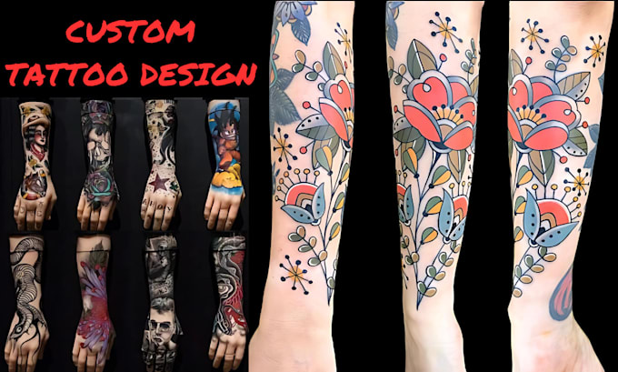 Gig Preview - Create custom tattoo design, realistic sleeve, tribal, hand drawn tattoo design