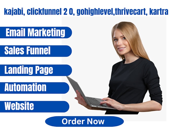 Gig Preview - Dropfunnel kajabi, clickfunnel 2 0, gohighlevel,thrivecart, kartra