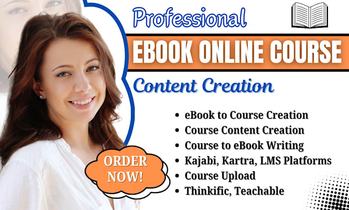 Gig Preview - Create ebook online course content kajabi thinkific ghostwriter course creation