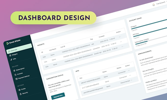 Gig Preview - Design saas, CRM, web app, admin dashboard UI UX design in figma