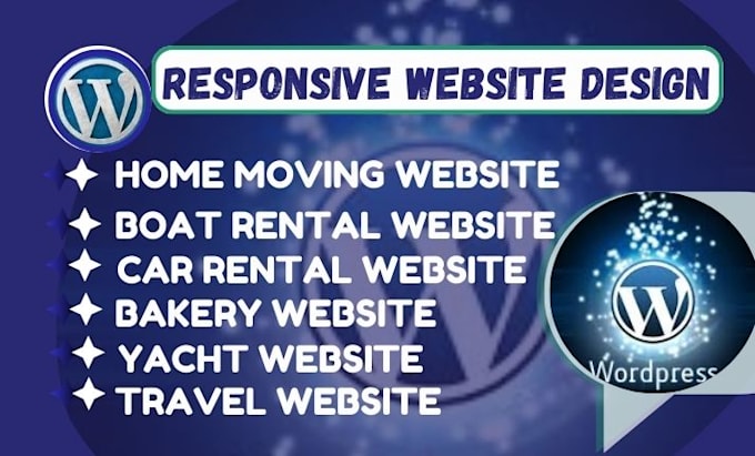 Gig Preview - Design wordpress website, car rental website, boat rental website, yacht web