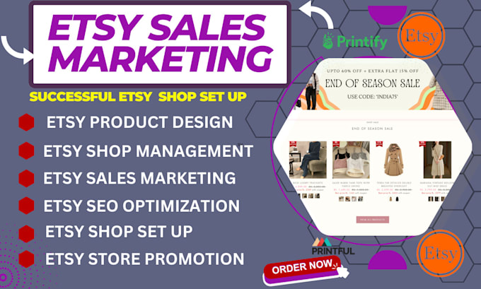 Gig Preview - Do etsy marketing etsy promotion etsy sale etsy optimization etsy shop creation