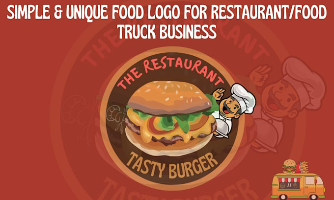 Gig Preview - Design creative restaurant, pizza, bakery, burger, ice cream logo for food truck