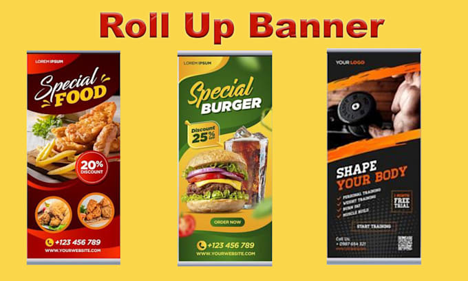 Gig Preview - Design roll up banner,  roll up banner design, any banner