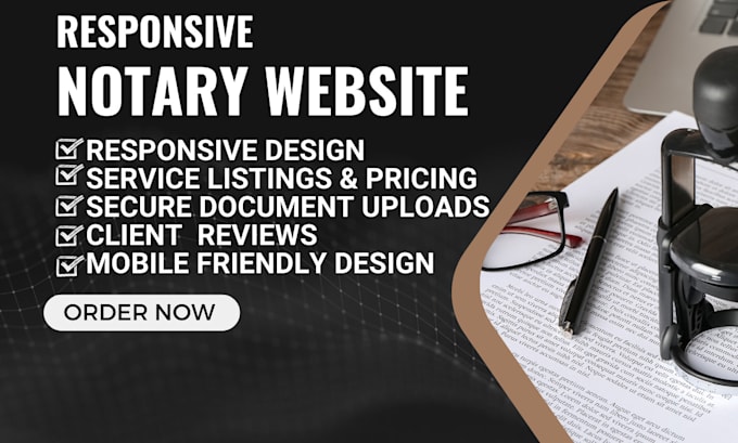 Gig Preview - Design highly converting notary website notary landing page notary logo