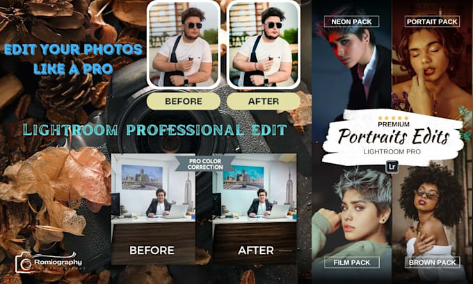 Gig Preview - Retouch color grade and edit your photos with adobe lightroom professionally