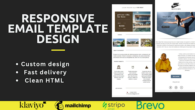 Gig Preview - Design a high converting email template for mailchimp, klaviyo, and m