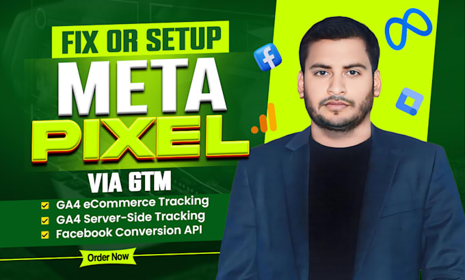 Gig Preview - Fix or set up meta pixel ga4 ecommerce tracking and server side tracking via GTM