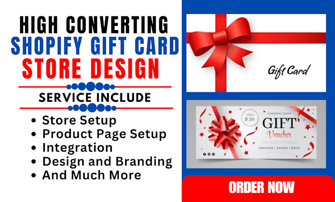 Gig Preview - Design unique shopify gift card store present store loyalty card shopify website