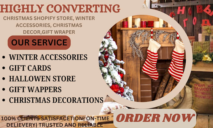 Gig Preview - Create christmas shopify store, winter accessories, christmas decor, gift wraper