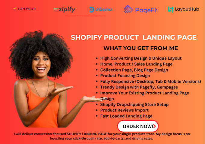 Gig Preview - Design gempages, pagefly, zipify, shopify landing page, shopify sales funnel