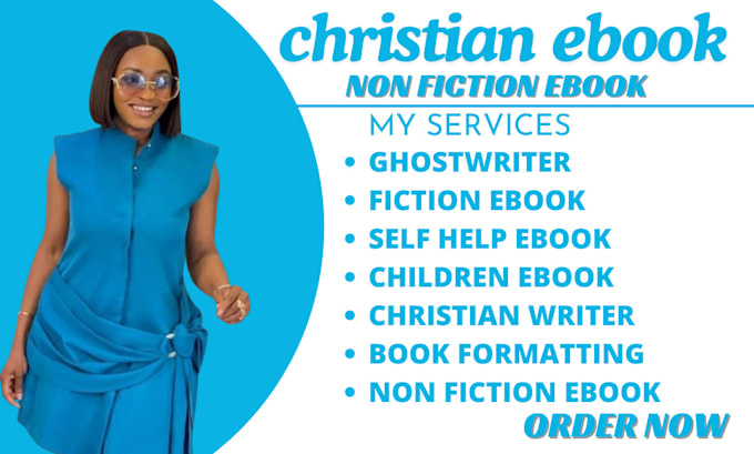 Gig Preview - Do christian ebook ghostwriter ebook writer fiction ebook non fiction ebook