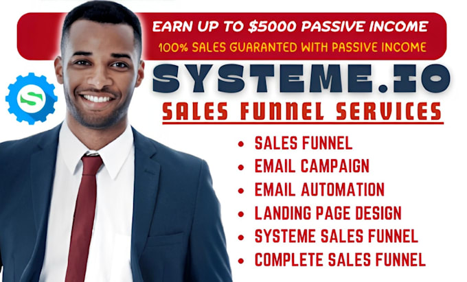 Gig Preview - Build systeme io sales funnel, landing page, lead capture, email automations