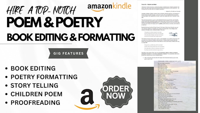 Gig Preview - Edit, proofread and format your poem and poetry manuscripts, novel books memoir