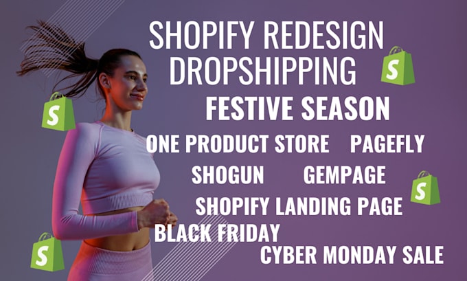 Gig Preview - Do shopify redesign dropshipping with shopify landingpage pagefly gempage shogun