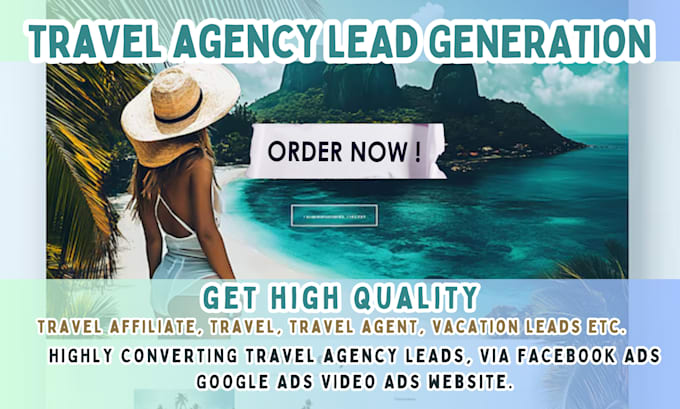 Gig Preview - Travel agency leads travel leads travel agency google ads facebook ads video ads