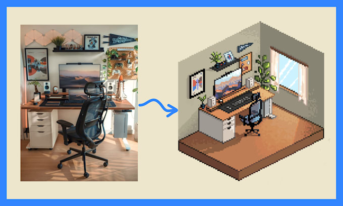 Gig Preview - Create pixel art of you PC setup