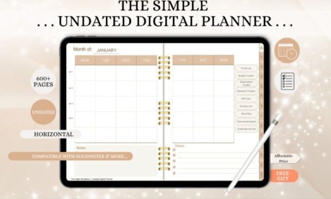 Gig Preview - Do etsy shop setup digital planner etsy digital products hyperlinked planner