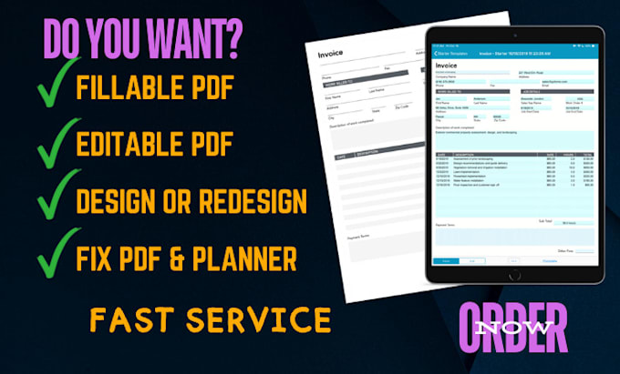 Gig Preview - Create fillable pdf, editable pdf, interactive ebook planner