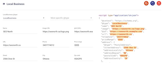 Gig Preview - Do advance json ld schema markup for your local business website