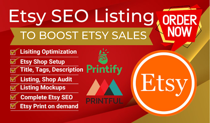 Gig Preview - Create an etsy shop with optimized etsy SEO listing